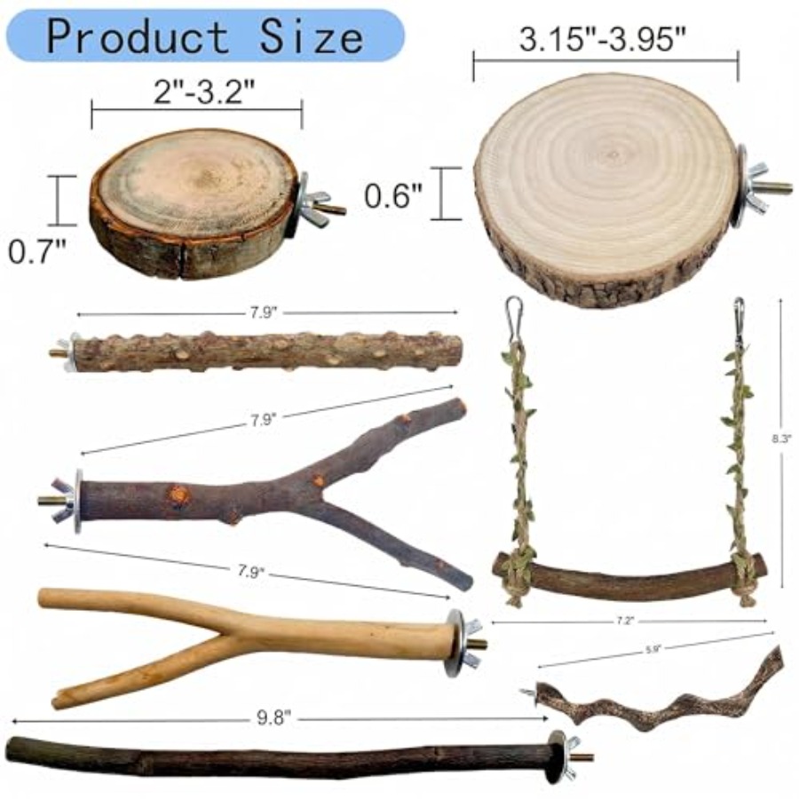 8PCS natural wood bird perches - Health & Wellness Utsg ulasan dan harga