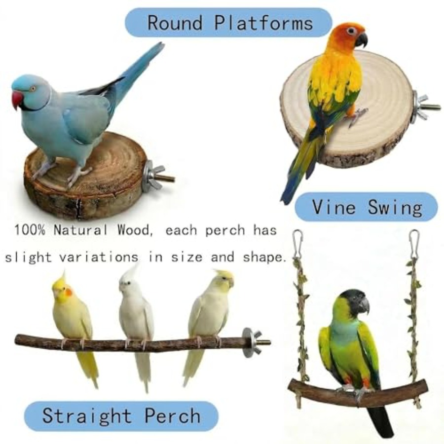 8PCS natural wood bird perches - Health & Wellness Utsg ulasan dan harga